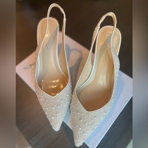 Betsey Johnson Clark - Pearl Embellished Slingback Heels